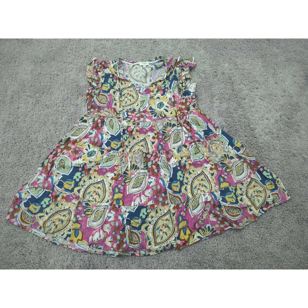 UMGEE‎ USA Tunic Dress Womens Large Paisley Ruffle Sleeve Rayon Mini Casual Boho